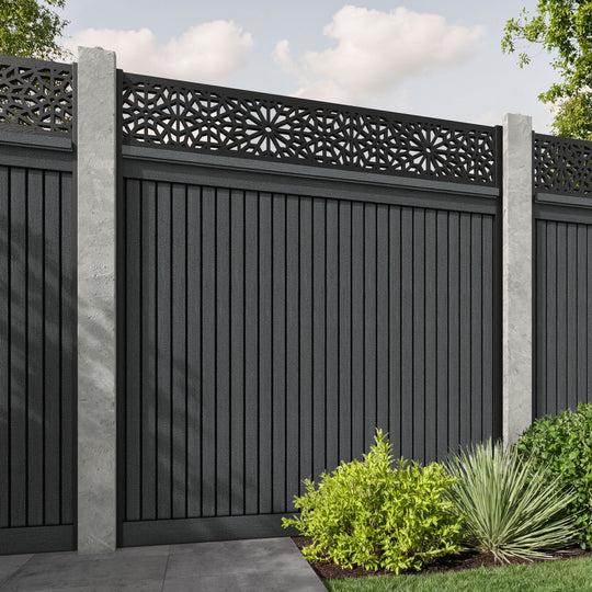 Virtis Alnara Fence Panel - Dark Grey - for existing concrete posts