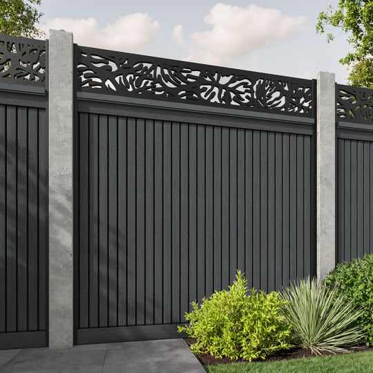 Virtis Botanic Fence Panel - Dark Grey - for existing concrete posts
