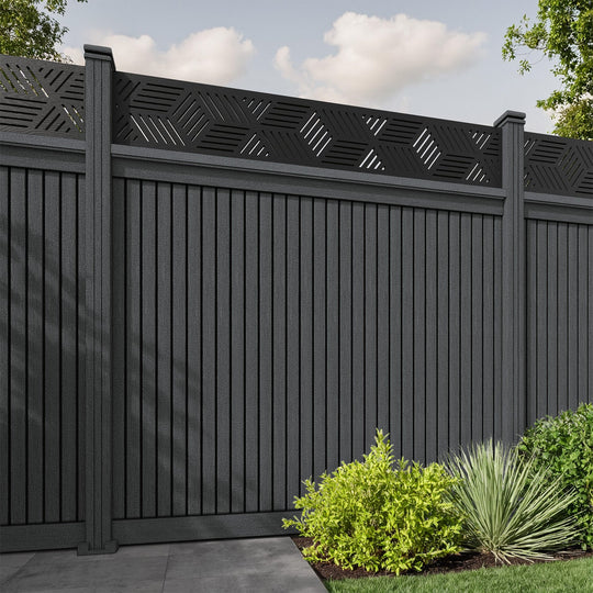 Virtis Cubed Fence Panel - Dark Grey - with our composite posts
