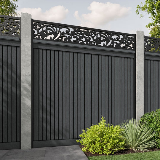 Virtis Eden Fence Panel - Dark Grey - for existing concrete posts