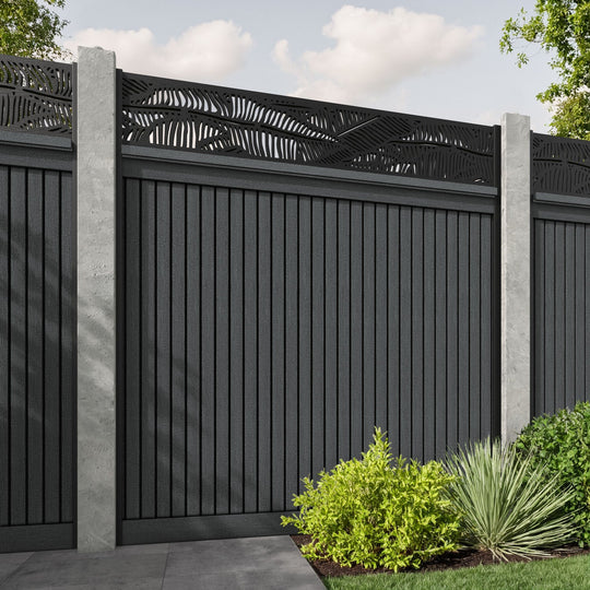 Virtis Feather Fence Panel - Dark Grey - for existing concrete posts