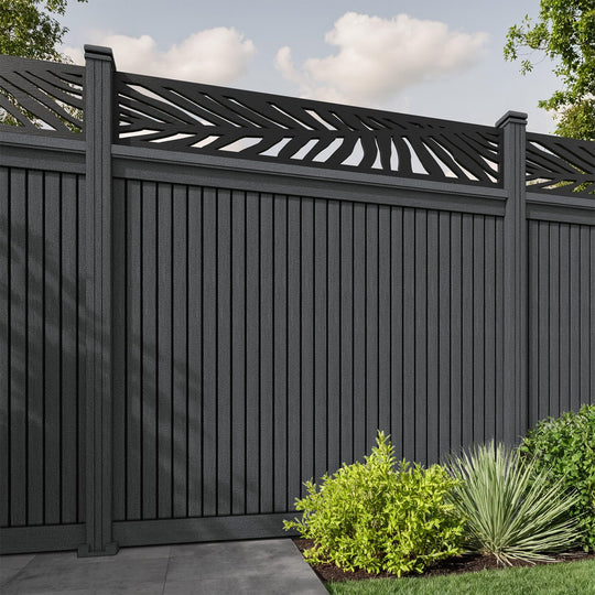 Virtis Palm Fence Panel - Dark Grey - with our composite posts