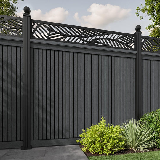 Virtis Habitat Fence Panel - Dark Grey - with our aluminium posts