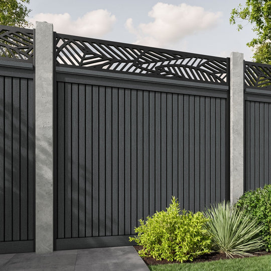 Virtis Habitat Fence Panel - Dark Grey - for existing concrete posts