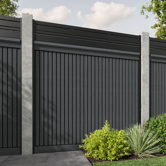 Virtis Linea Fence Panel - Dark Grey - for existing concrete posts