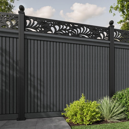Virtis Petal Fence Panel - Dark Grey - with our aluminium posts
