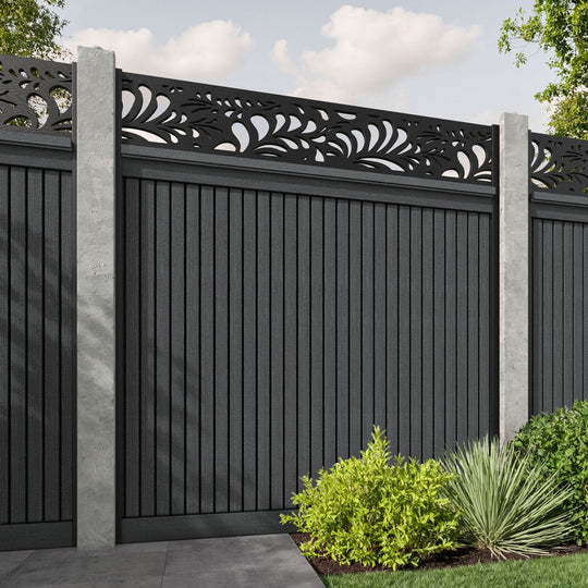 Virtis Petal Fence Panel - Dark Grey - for existing concrete posts