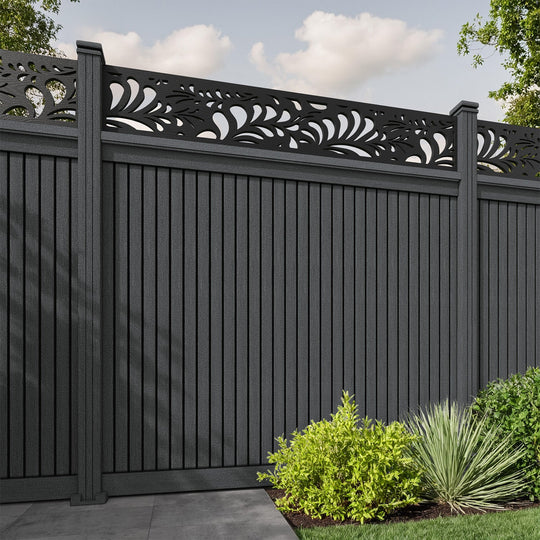 Virtis Petal Fence Panel - Dark Grey - with our composite posts