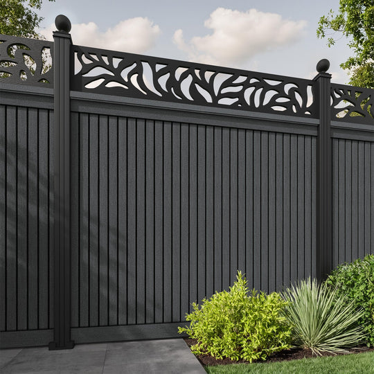 Virtis Plume Fence Panel - Dark Grey - with our aluminium posts