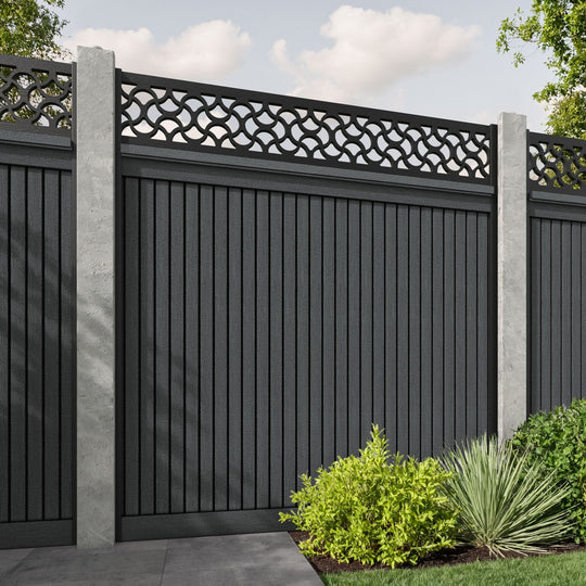 Virtis Vida Fence Panel - Dark Grey - for existing concrete posts