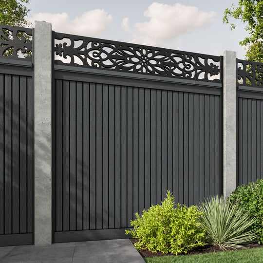 Virtis Windsor Fence Panel - Dark Grey - for existing concrete posts