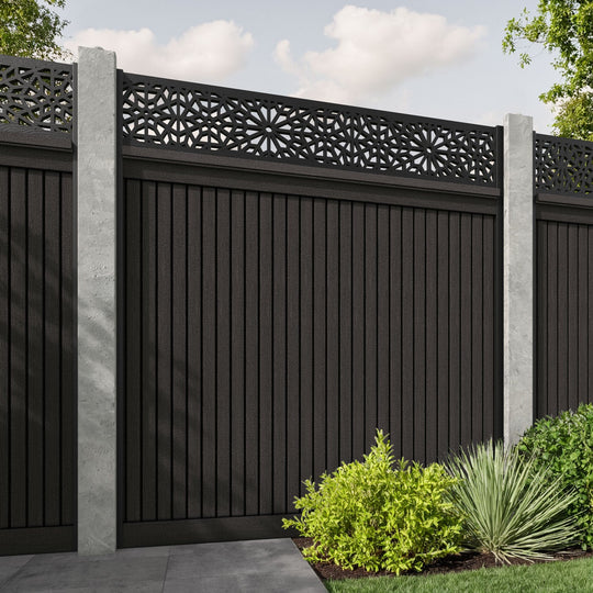 Virtis Alnara Fence Panel - Dark Oak - for existing concrete posts