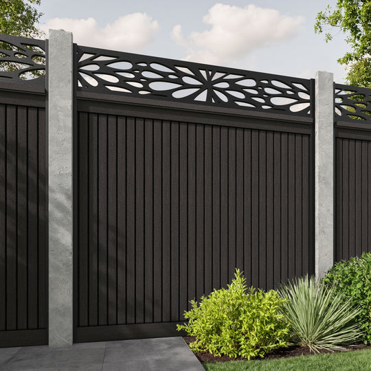 Virtis Blossom Fence Panel - Dark Oak - for existing concrete posts