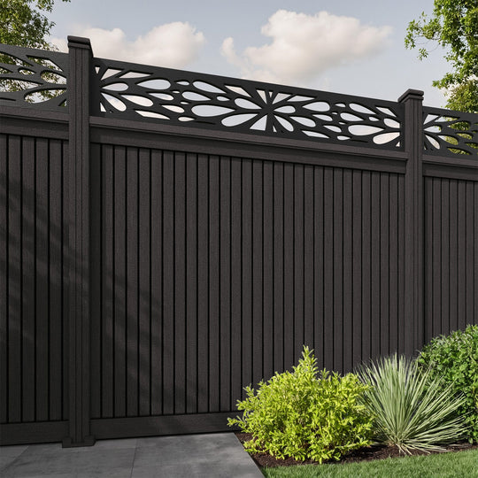 Virtis Blossom Fence Panel - Dark Oak - with our composite posts