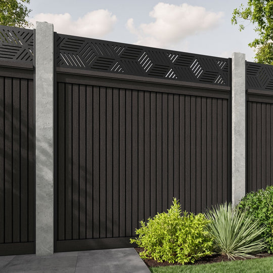 Virtis Cubed Fence Panel - Dark Oak - for existing concrete posts