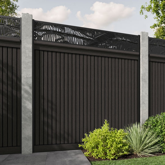 Virtis Feather Fence Panel - Dark Oak - for existing concrete posts