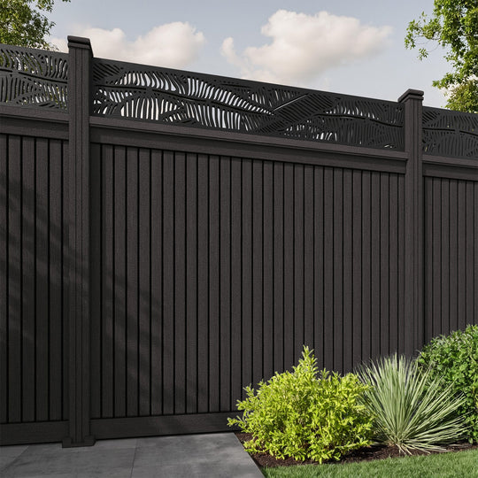 Virtis Feather Fence Panel - Dark Oak - with our composite posts