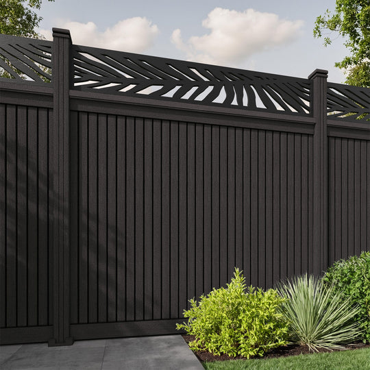 Virtis Palm Fence Panel - Dark Oak - with our composite posts