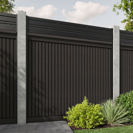 Virtis Linea Fence Panel - Dark Oak - for existing concrete posts