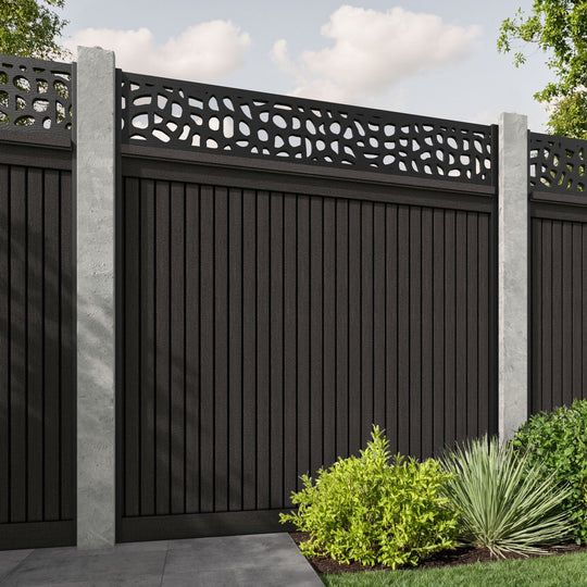 Virtis Pebble Fence Panel - Dark Oak - for existing concrete posts