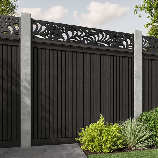 Virtis Petal Fence Panel - Dark Oak - for existing concrete posts