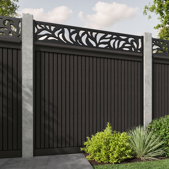 Virtis Plume Fence Panel - Dark Oak - for existing concrete posts