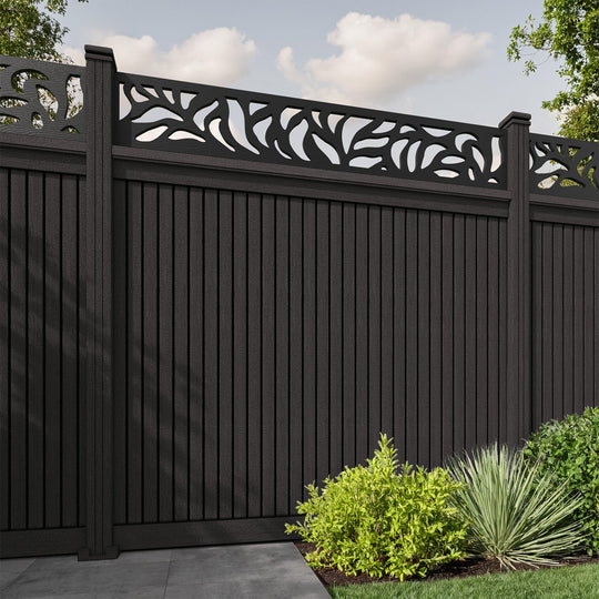 Virtis Plume Fence Panel - Dark Oak - with our composite posts