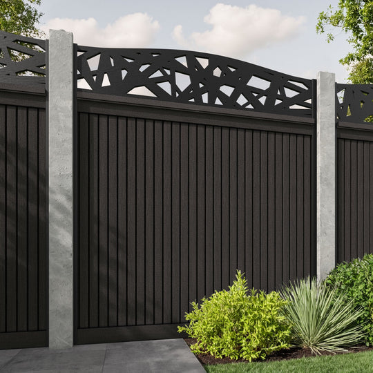 Virtis Prism Curved Top Fence Panel - Dark Oak - for existing concrete posts