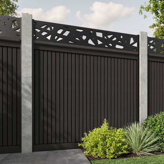Virtis Prism Fence Panel - Dark Oak - for existing concrete posts