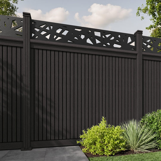 Virtis Prism Fence Panel - Dark Oak - with our composite posts