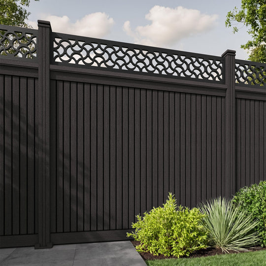 Virtis Vida Fence Panel - Dark Oak - with our composite posts