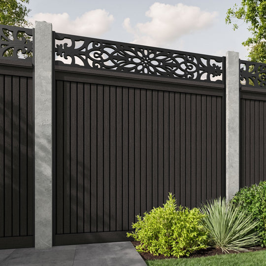 Virtis Windsor Fence Panel - Dark Oak - for existing concrete posts