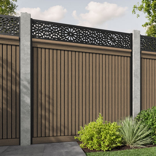 Virtis Alnara Fence Panel - Teak - for existing concrete posts