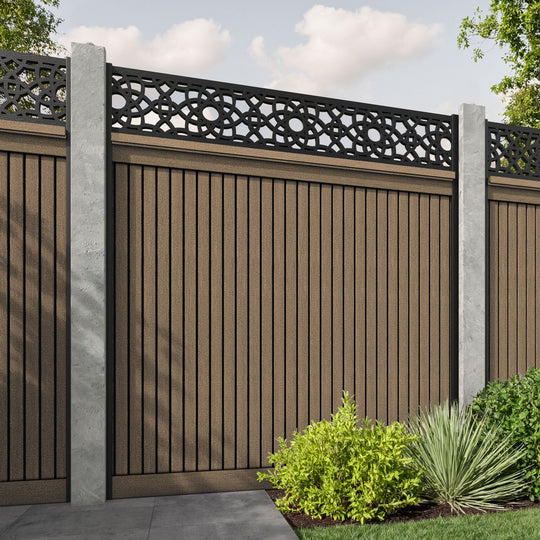 Virtis Ambar Fence Panel - Teak - for existing concrete posts