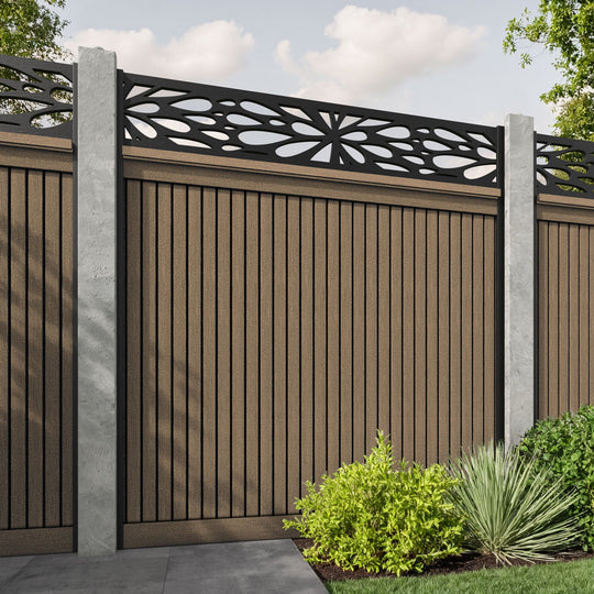 Virtis Blossom Fence Panel - Teak - for existing concrete posts