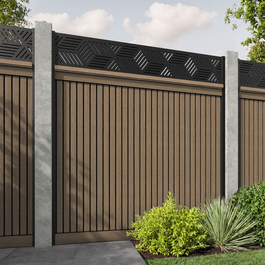 Virtis Cubed Fence Panel - Teak - for existing concrete posts