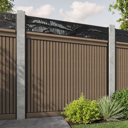 Virtis Feather Fence Panel - Teak - for existing concrete posts