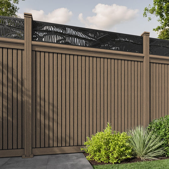 Virtis Feather Fence Panel - Teak - with our composite posts
