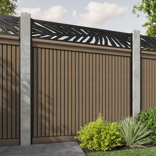 Virtis Palm Fence Panel - Teak - for existing concrete posts