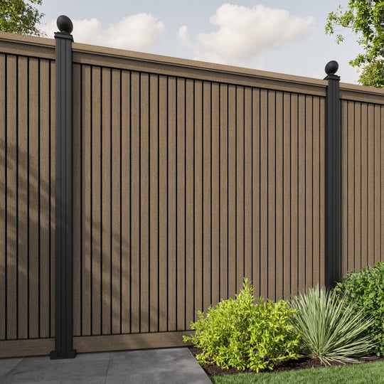Virtis Fence Panel - Teak - with our aluminium posts
