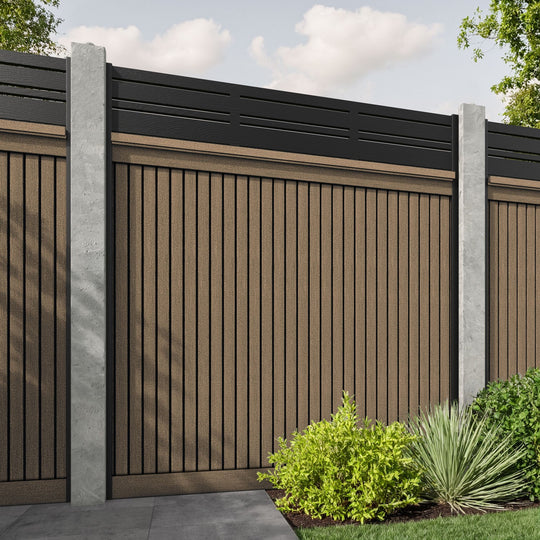 Virtis Linea Fence Panel - Teak - for existing concrete posts