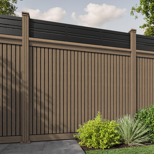 Virtis Linea Fence Panel - Teak - with our composite posts