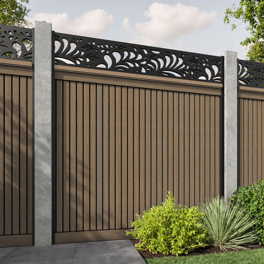 Virtis Petal Fence Panel - Teak - for existing concrete posts