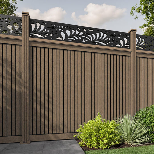 Virtis Petal Fence Panel - Teak - with our composite posts