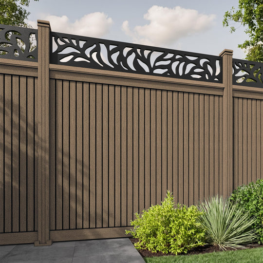 Virtis Plume Fence Panel - Teak - with our composite posts