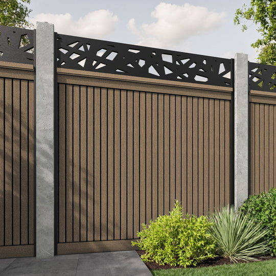 Virtis Prism Fence Panel - Teak - for existing concrete posts