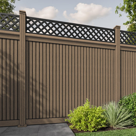 Virtis Hive Fence Panel - Teak - with our composite posts