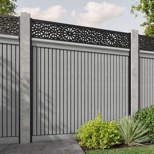 Virtis Alnara Fence Panel - Light Grey - for existing concrete posts