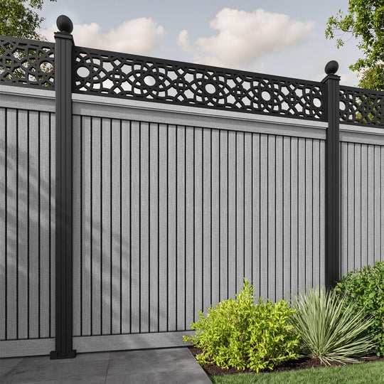 Virtis Ambar Fence Panel - Light Grey - with our aluminium posts