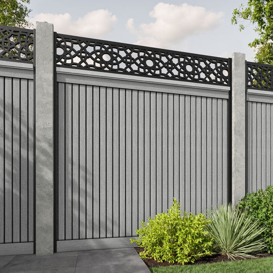 Virtis Ambar Fence Panel - Light Grey - for existing concrete posts
